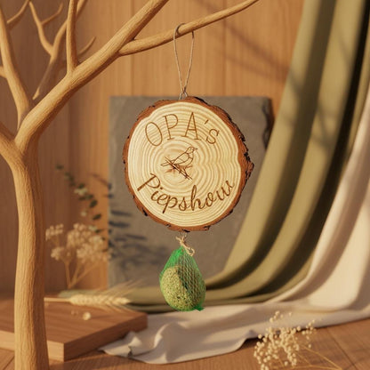 Baumscheibe Gravur Vogelfutterstation, Holz mit Meisenknödelhalter, 16-17 cm, DasGlueckswerk, Personalisierte Geschenk, Bird Feeders, 