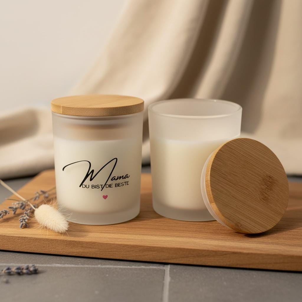 Mama Geschenk Kerze – Geschenk für Mama, Muttertagsgeschenk, Sojawachs Kerze im Glas, Kerze mit Spruch „Mama du bist die Beste“ rotes Herz Das Glückswerk