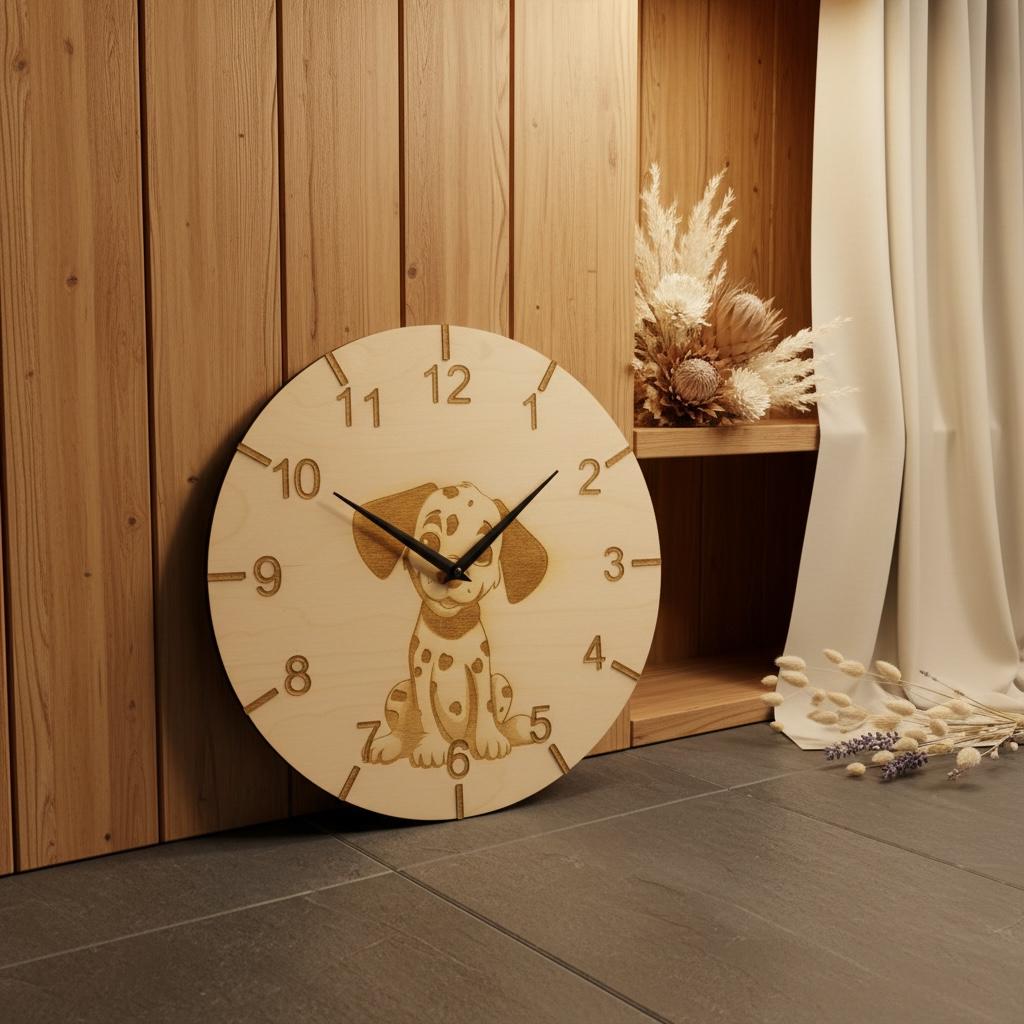 Dalmatiner Wanduhr – Holz Uhr mit Hundemotiv, Geschenk für Hundeliebhaber & Tierfreunde, Dalmatiner Wanddekoration Das Glückswerk