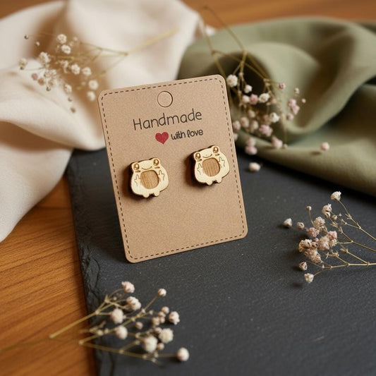 Lustiger Frosch Mittelfinger Holzohrringe – Handgefertigter Modeschmuck 1,5 cm, Geschenk für Humor & Spaß Das Glückswerk