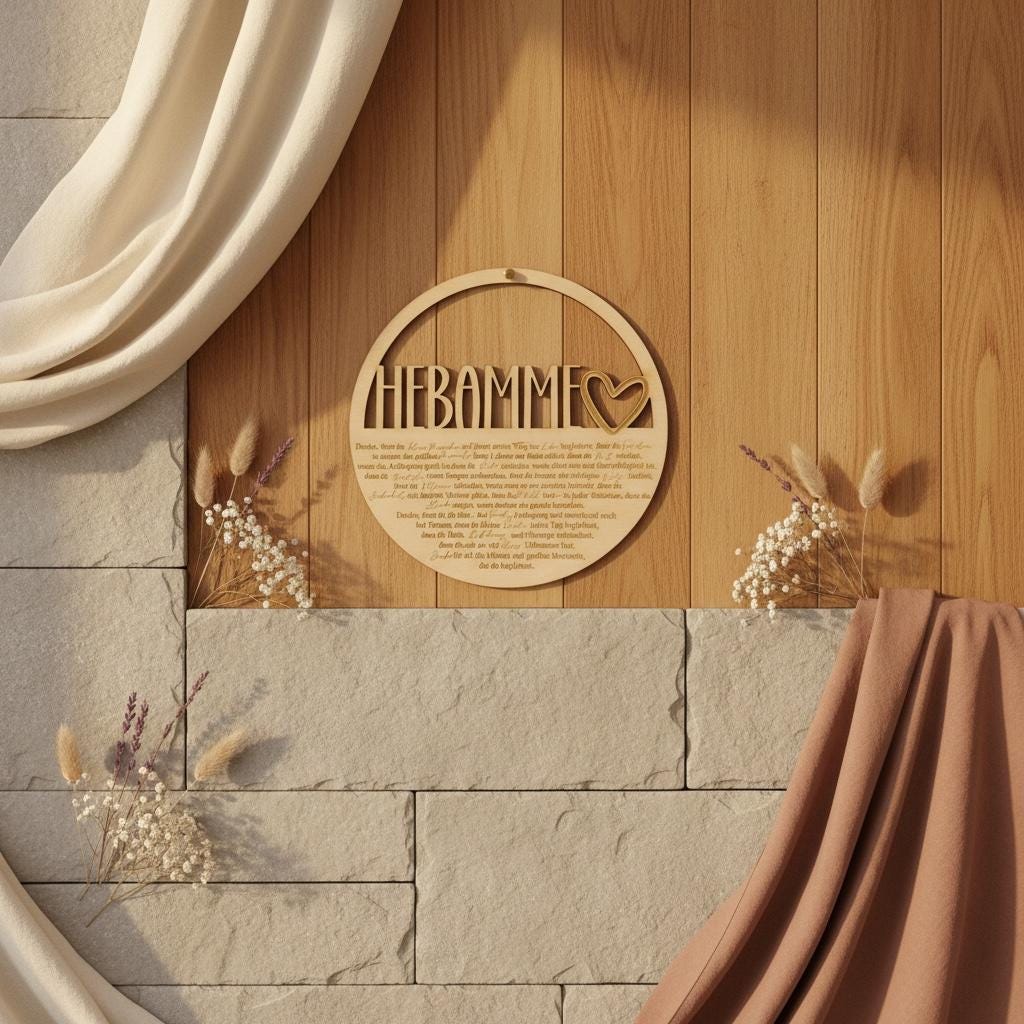 Hebamme Geschenk Holzkranz personalisiert – Dankeschön Hebamme Geburt Geschenkidee Hebammen Abschied Geburtsbegleitung Holz Deko Das Glückswerk