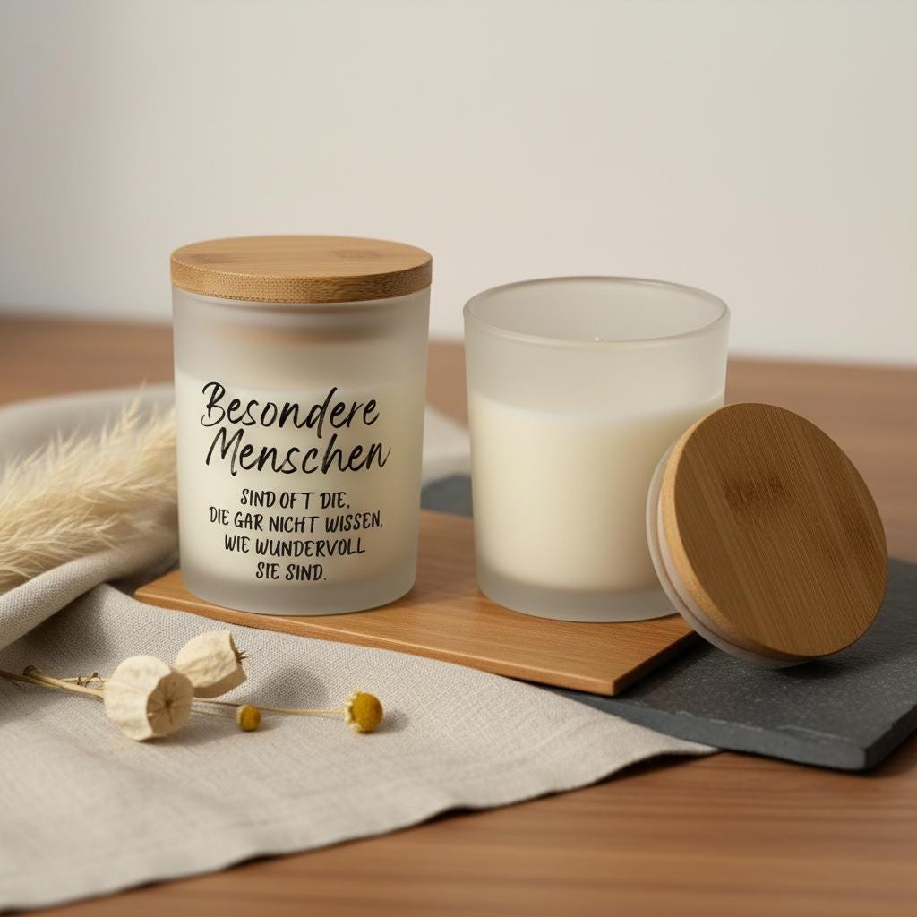 Kerze mit Spruch Besondere Menschen – Sojawachs Kerze im Glas, Lieblingsmensch Geschenk, Kerze für Freundin, Motivations Geschenk Das Glückswerk