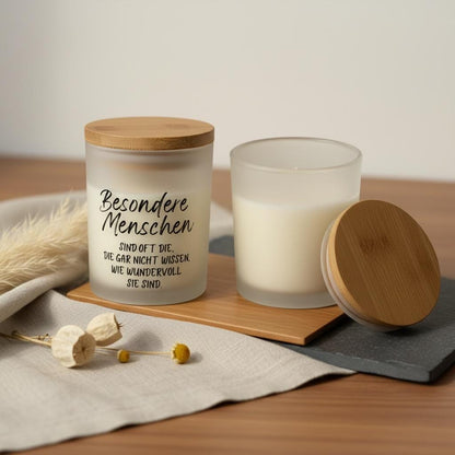 Kerze mit Spruch Besondere Menschen – Sojawachs Kerze im Glas, Lieblingsmensch Geschenk, Kerze für Freundin, Motivations Geschenk Das Glückswerk