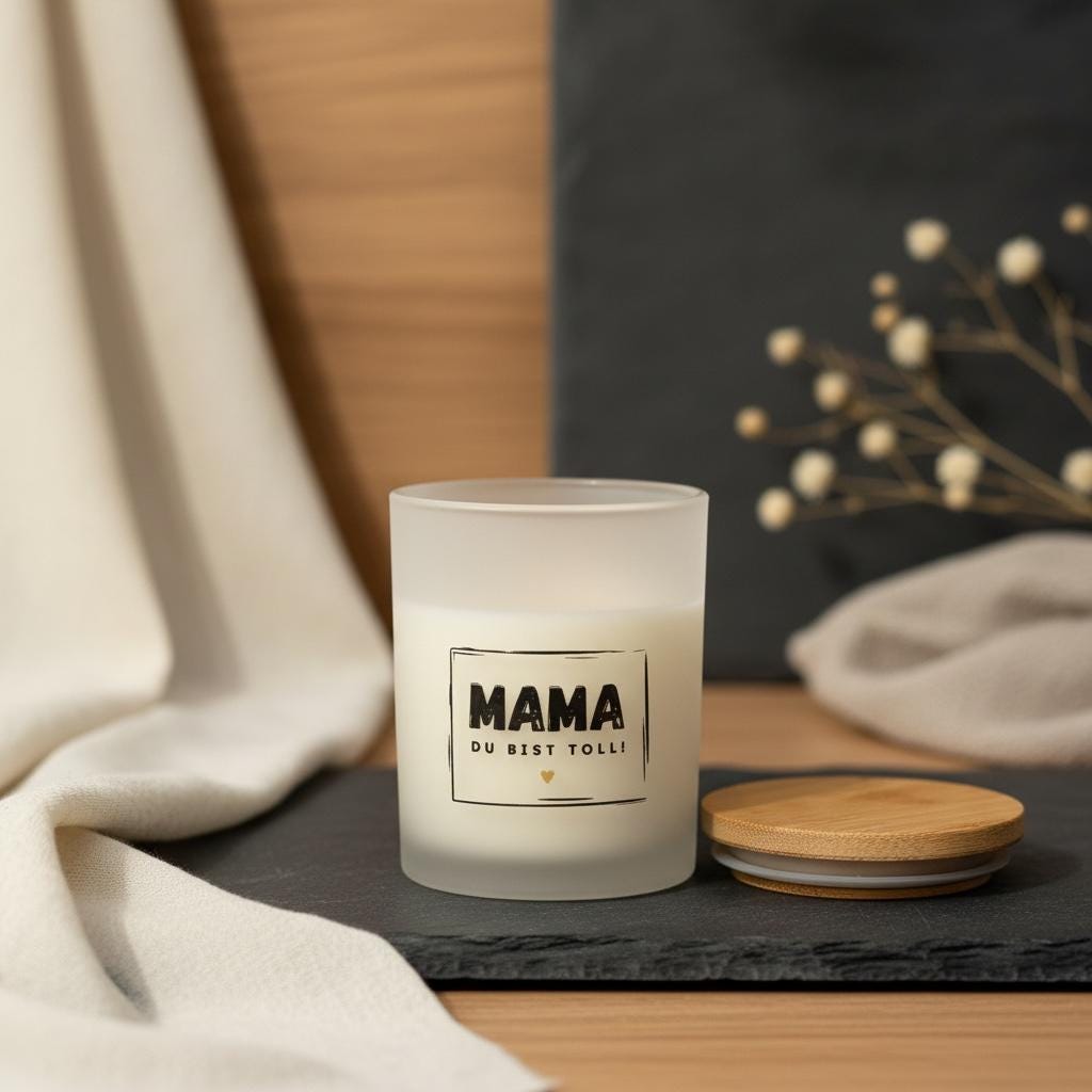 Mama Geschenk Kerze – Geschenk für Mama, Muttertagsgeschenk, Sojawachs Kerze im Glas, Kerze mit Spruch „Mama du bist toll“ modernes Geschenk Das Glückswerk