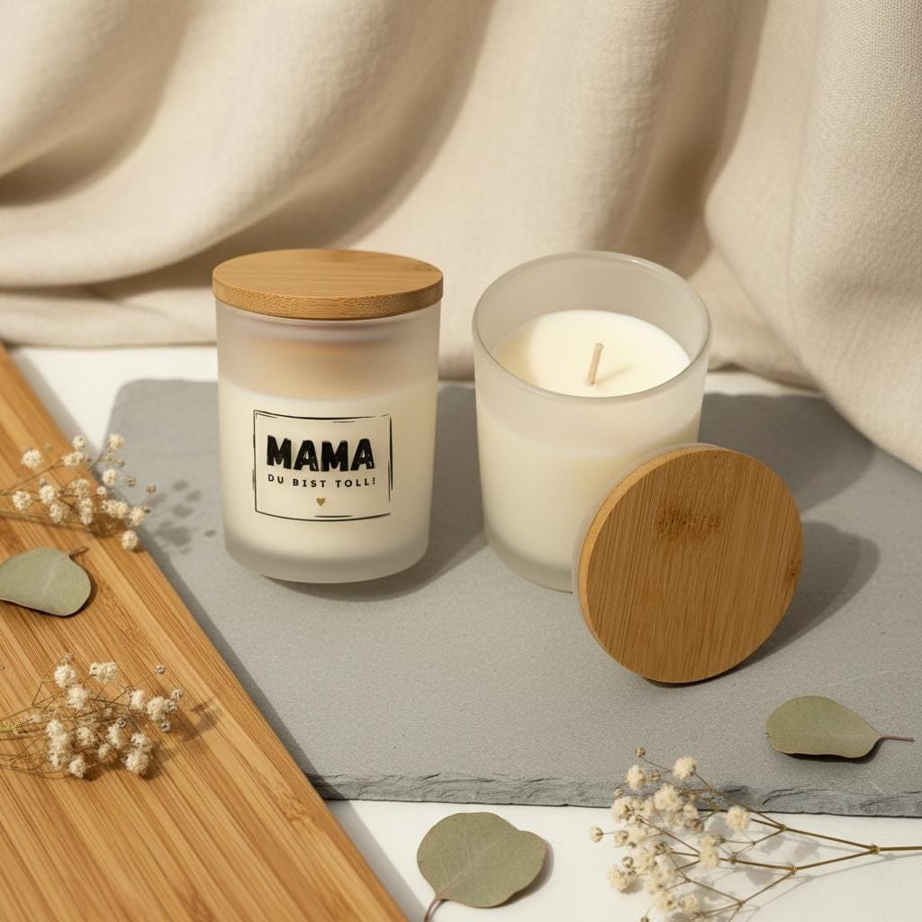 Mama Geschenk Kerze – Geschenk für Mama, Muttertagsgeschenk, Sojawachs Kerze im Glas, Kerze mit Spruch „Mama du bist toll“ modernes Geschenk Das Glückswerk