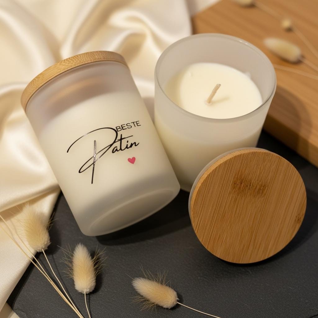 Beste Patin Kerze – Geschenk für Patin, Sojawachs Kerze im Glas, Kerze mit Spruch „Beste Patin“ rotes Herz, Taufe & Geburtstag Das Glückswerk