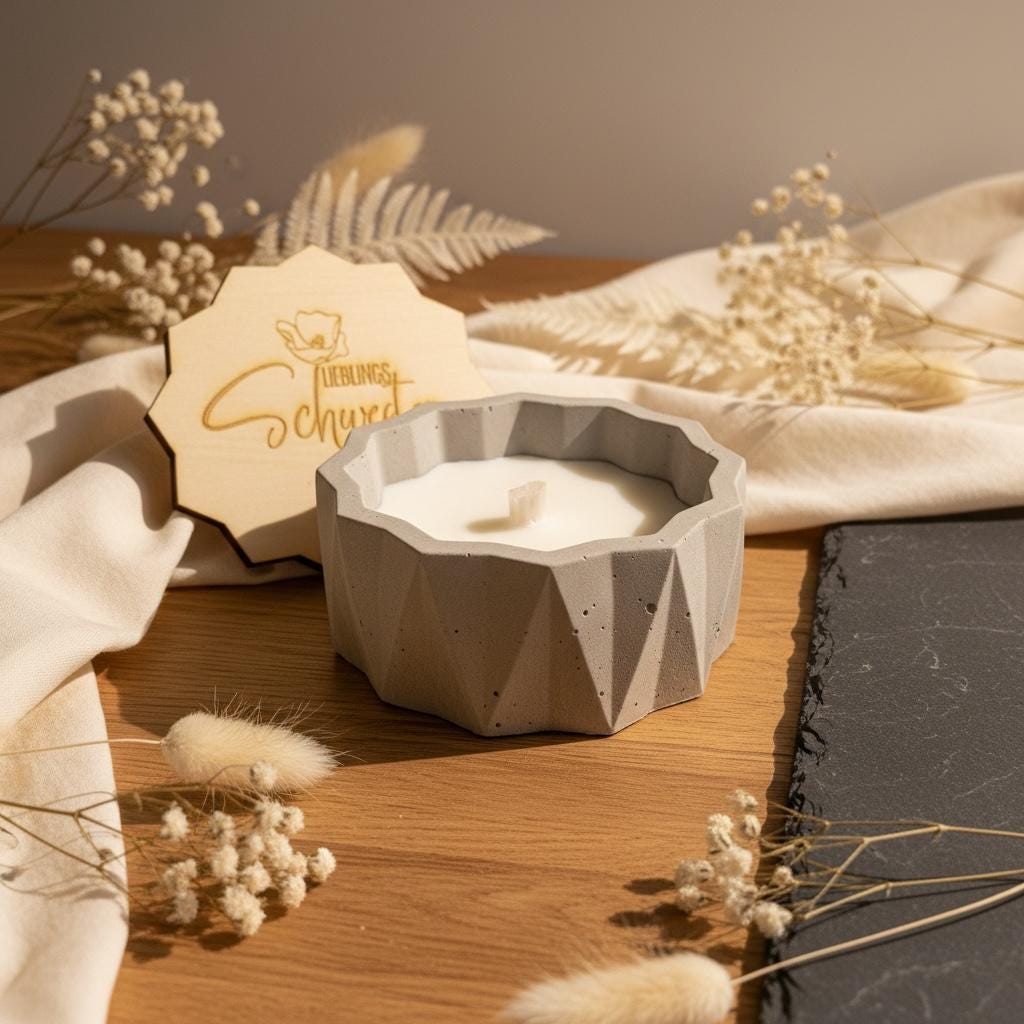 Lieblingsschwester Geschenk – Personalisierte Betonkerze mit Gravur, Outdoor Kerze, modernes Schwester Geschenk Das Glückswerk