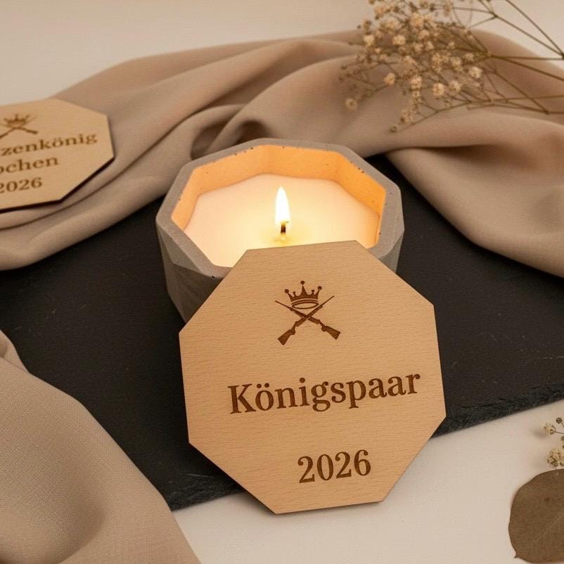 Betonkerze Königspaar Schützenfest mit personalisierter Gravur