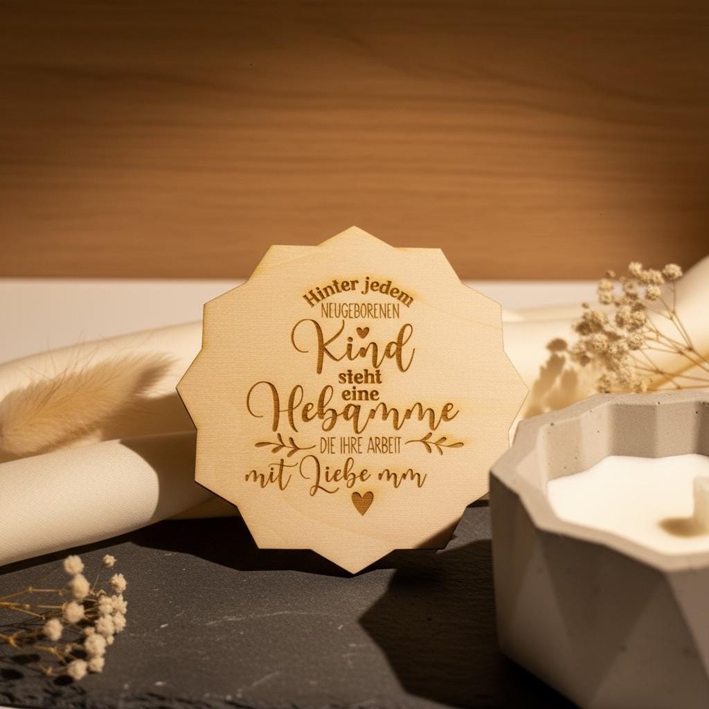 Hebamme Geschenk Betonkerze – Personalisierte Outdoor Kerze mit Gravur, Danke Hebamme, moderne Betonkerze Das Glückswerk