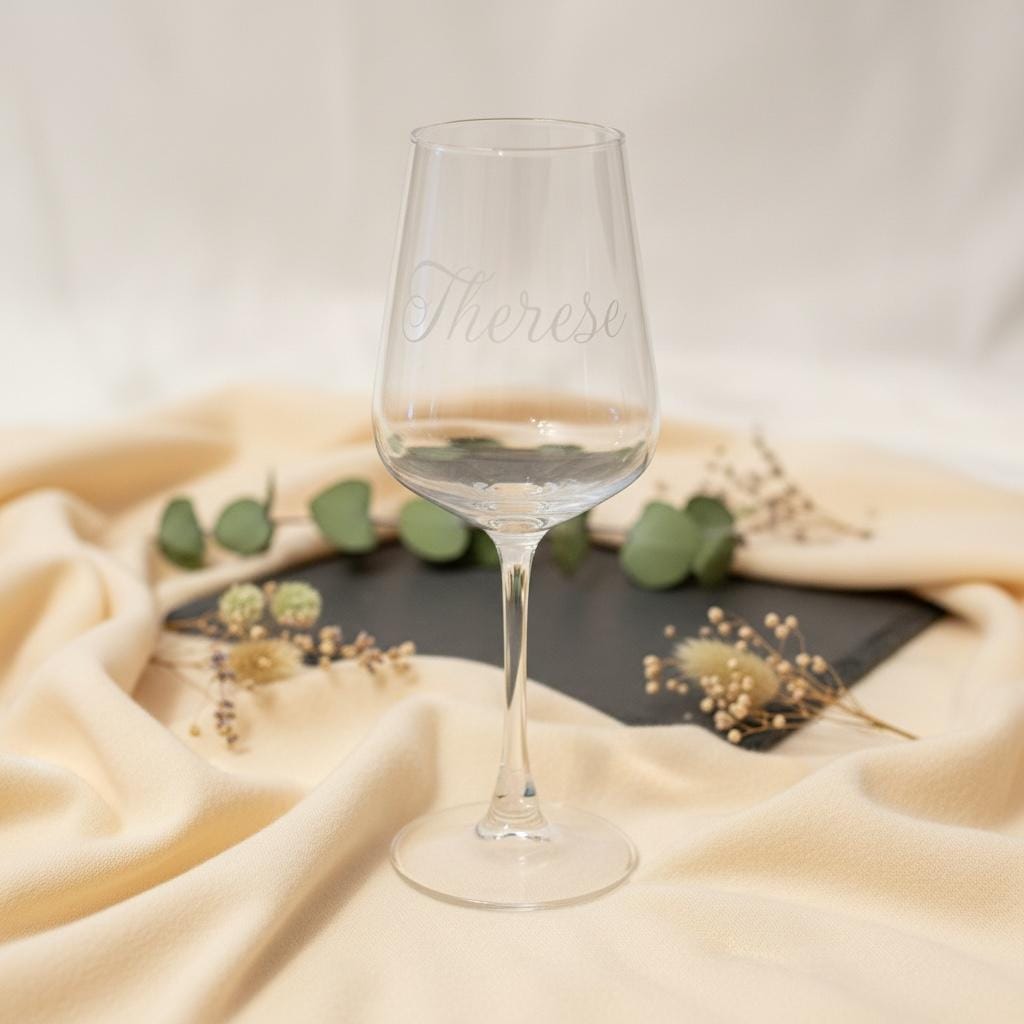 Personalisiertes Weinglas mit Gravur | Name in Schreibschrift, Geschenk Freundin Trauzeugin Geburtstag