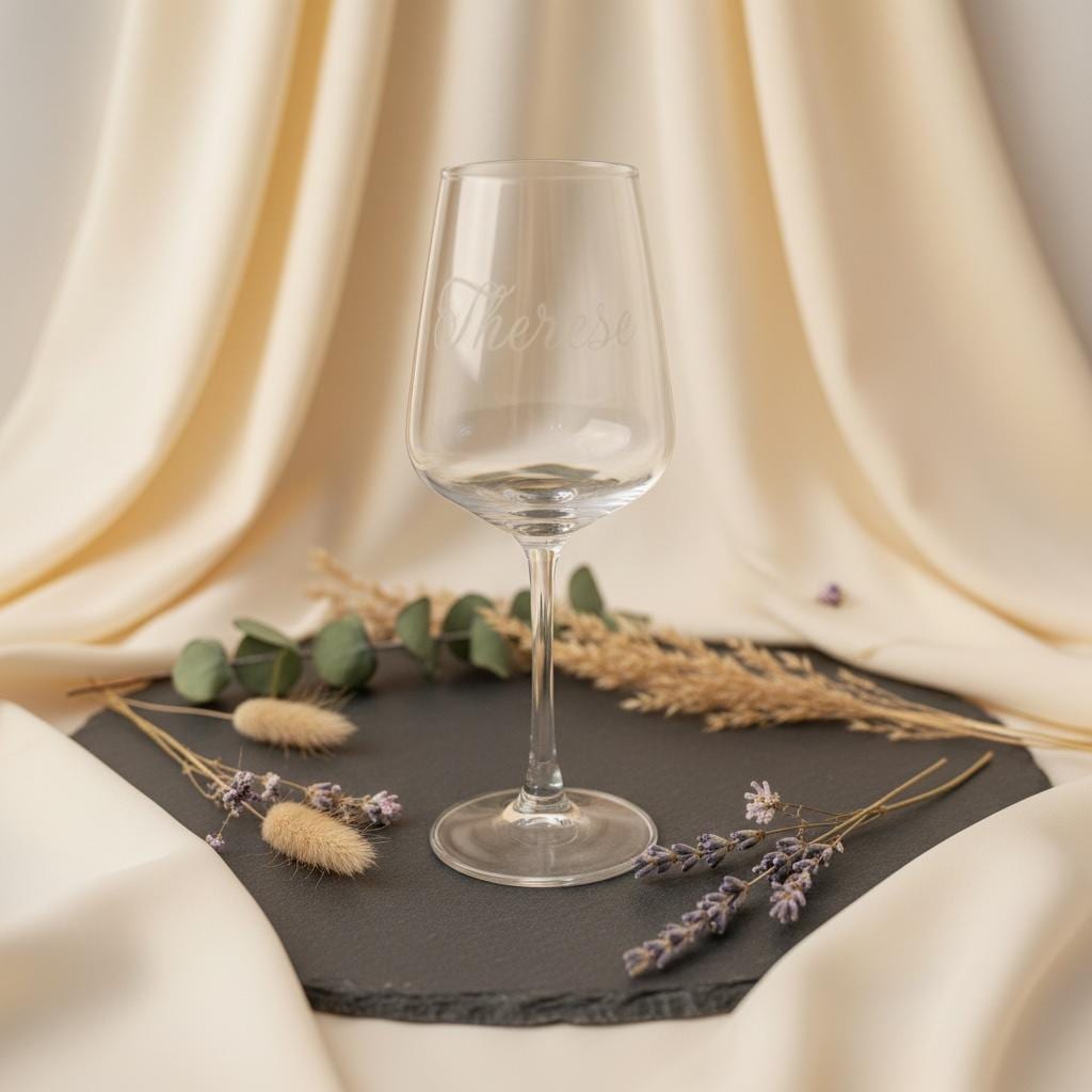 Personalisiertes Weinglas mit Gravur | Name in Schreibschrift, Geschenk Freundin Trauzeugin Geburtstag