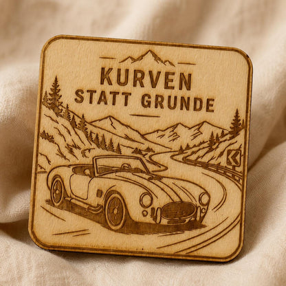 Auto-Untersetzer aus Holz, lasergraviertes Roadster Set, Geschenk für Cabriofahrer und Oldtimer Fans, DasGlueckswerk, Geschenke für Autofahrer, Coasters, 