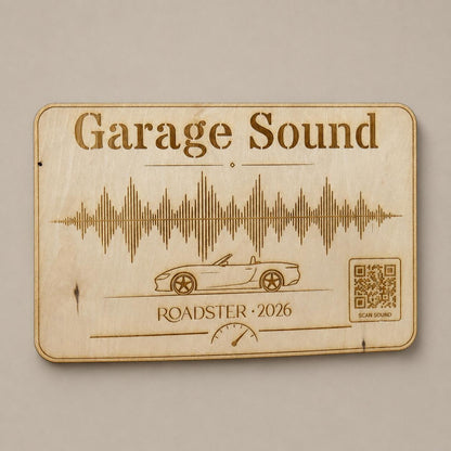 Garage Sound Display | personalisierte Motorsound Gravur mit QR-Code, DasGlueckswerk, Geschenke für Autofahrer, Signs, 