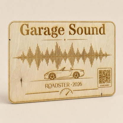 Garage Sound Display | personalisierte Motorsound Gravur mit QR-Code, DasGlueckswerk, Geschenke für Autofahrer, Signs, 