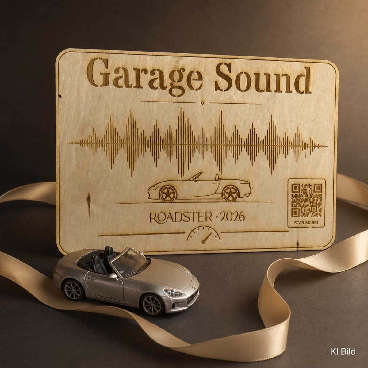 Garage Sound Display | personalisierte Motorsound Gravur mit QR-Code