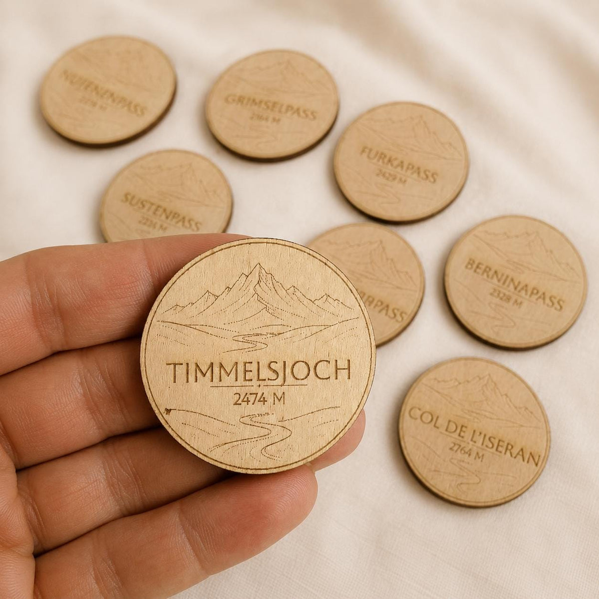 Alpenpass Plaketten aus Holz – 1, 3, 5 oder 10 Stück für Sammelboard Flothkötter Shop