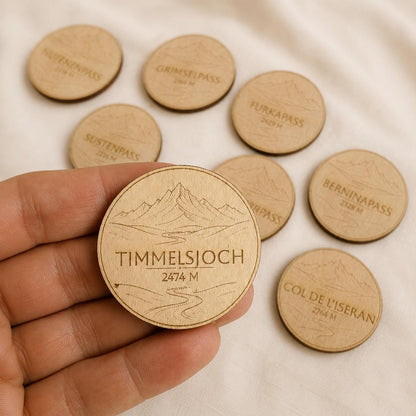 Alpenpass Plaketten aus Holz – 1, 3, 5 oder 10 Stück für Sammelboard Flothkötter Shop