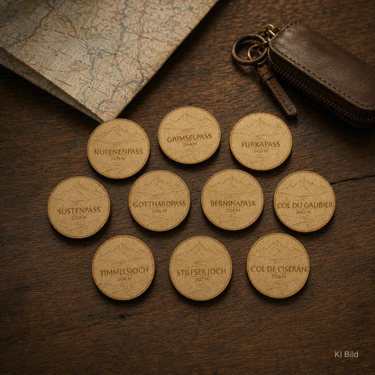 Alpenpass Plaketten aus Holz – 1, 3, 5 oder 10 Stück für Sammelboard Flothkötter Shop