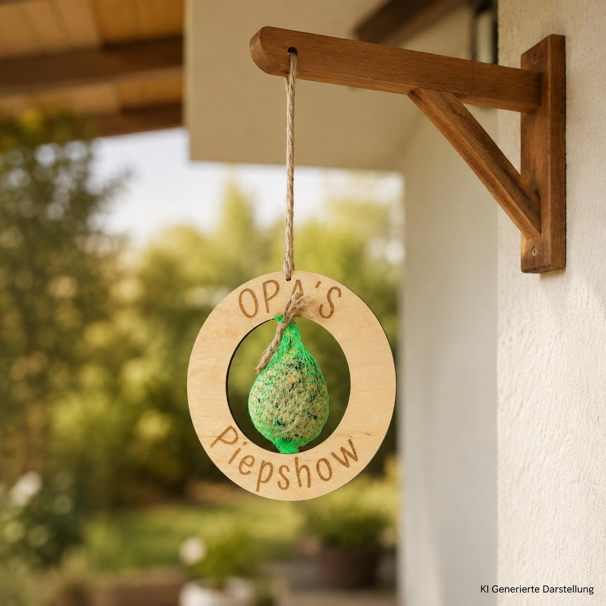Holzkranz Vogelfutterstation, personalisierte Gravur Papas Opas, 20 cm, Meisenknödelhalter, DasGlueckswerk, Dekoration, Bird Feeders, holz