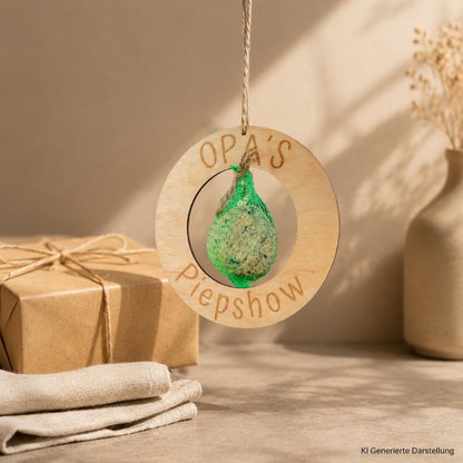 Holzkranz Vogelfutterstation, personalisierte Gravur Papas Opas, 20 cm, Meisenknödelhalter, DasGlueckswerk, Dekoration, Bird Feeders, holz