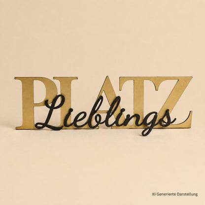 Holzschild Lieblingsplatz, Maße 29x8,5x0,8 cm – Detailansicht