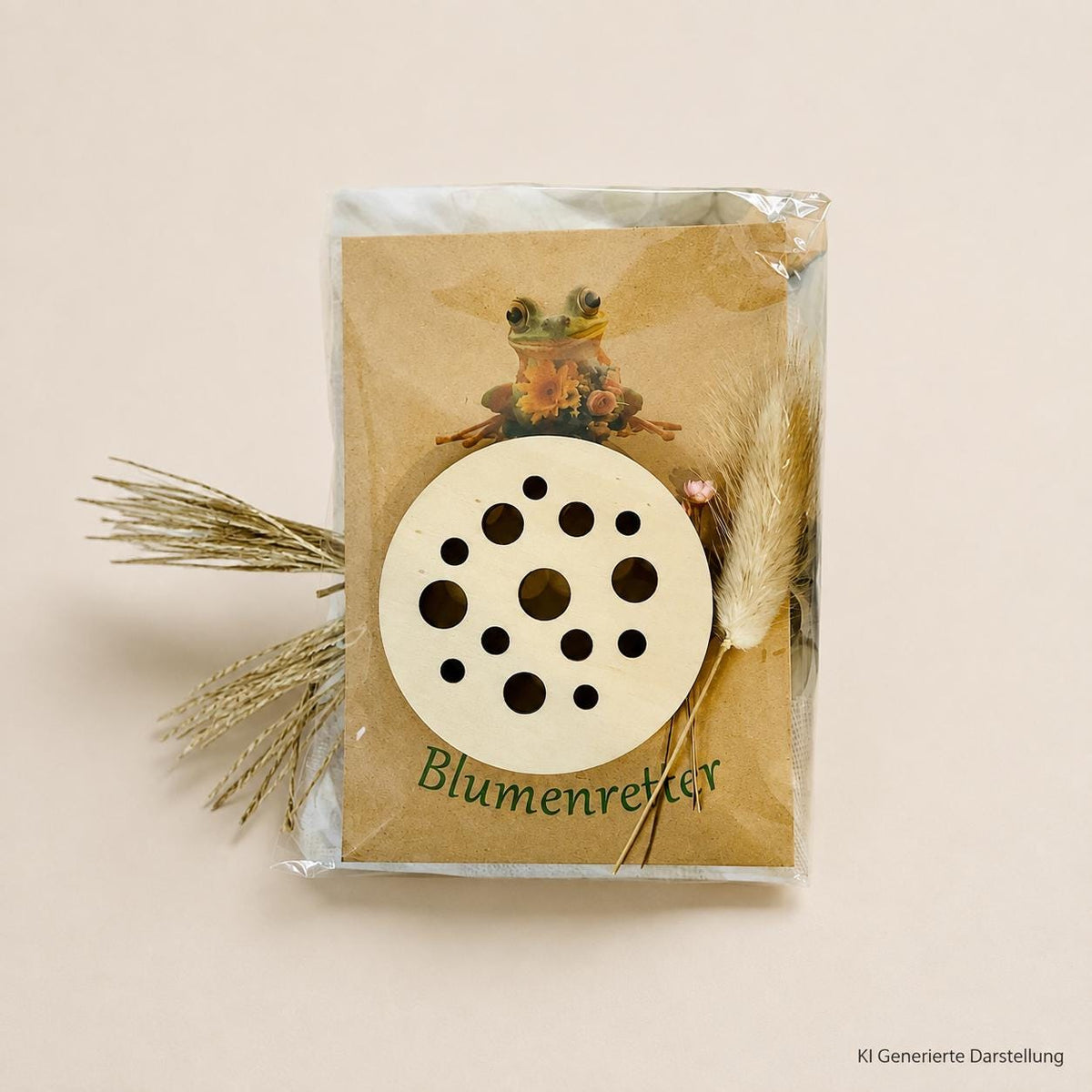 Blumenretter Set mit Trockenblumen, Holzscheibe für Marmeladenglas, Geschenk Geburtstag, DasGlueckswerk, Hochzeit & Liebe, Greeting Cards, holz, kraftpapier, trockenblumen, verpackung