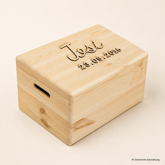 Erinnerungskiste Holz Kind personalisiert, Name und Geburtsdatum gravur, Geschenk Geburt Taufe, DasGlueckswerk, Hochzeit & Liebe, Gift Wrapping, holz