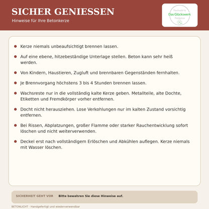 Betonkerze Glückslicht, handgegossen aus Möbelbeton und Sojawachs, Geschenk Hochzeit Geburtstag Jahrestag, DasGlueckswerk, Kerzen aus Beton, Garden Decoration, holz, wachs, Beton, Glasfaser