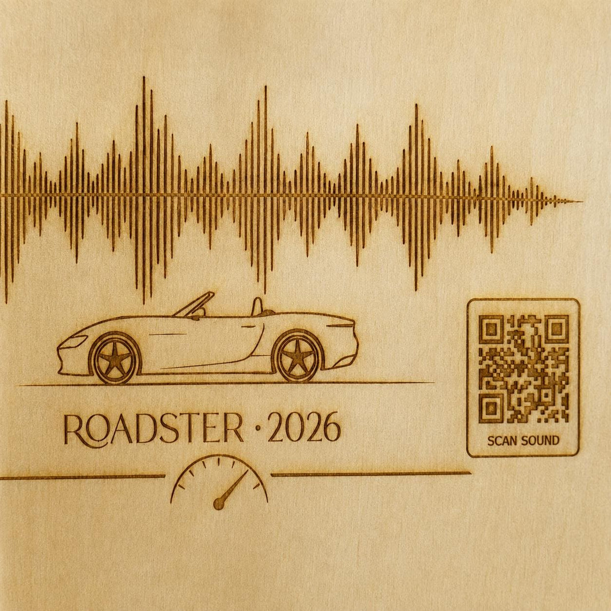Garage Sound Display | personalisierte Motorsound Gravur mit QR-Code, DasGlueckswerk, Geschenke für Autofahrer, Signs, 
