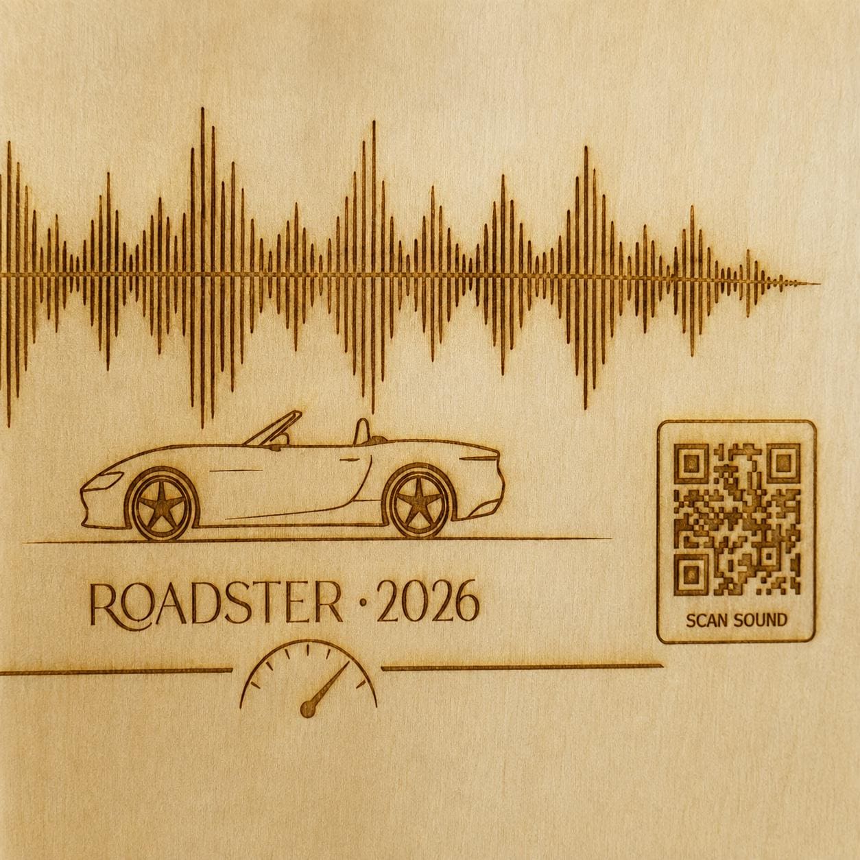 Garage Sound Display | personalisierte Motorsound Gravur mit QR-Code, DasGlueckswerk, Geschenke für Autofahrer, Signs, 