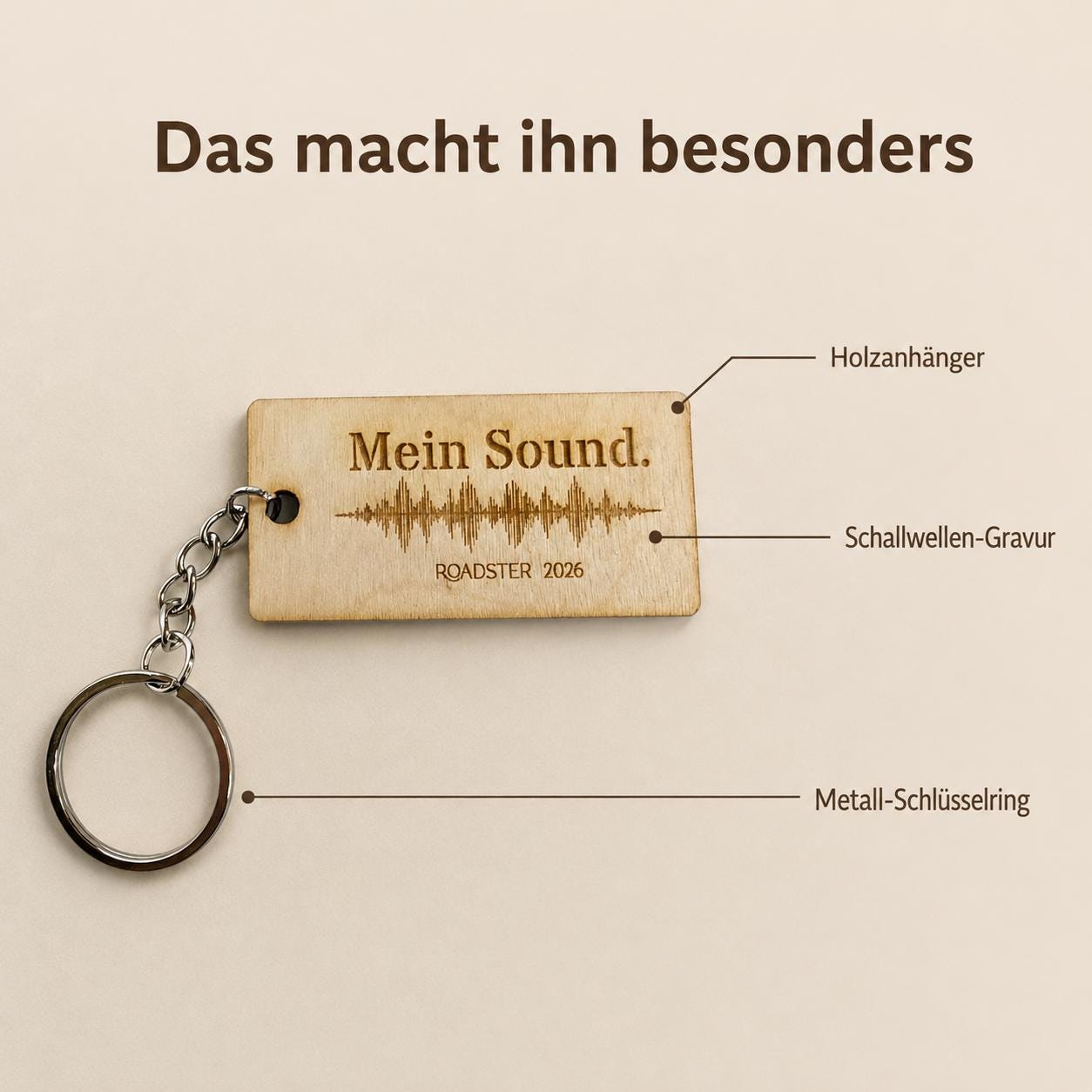 Motorsound Schlüsselanhänger | personalisierte Soundwave mit QR-Code, DasGlueckswerk, Geschenke für Autofahrer, Keychains, 