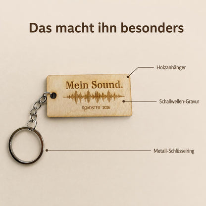 Motorsound Schlüsselanhänger | personalisierte Soundwave mit QR-Code, DasGlueckswerk, Geschenke für Autofahrer, Keychains, 