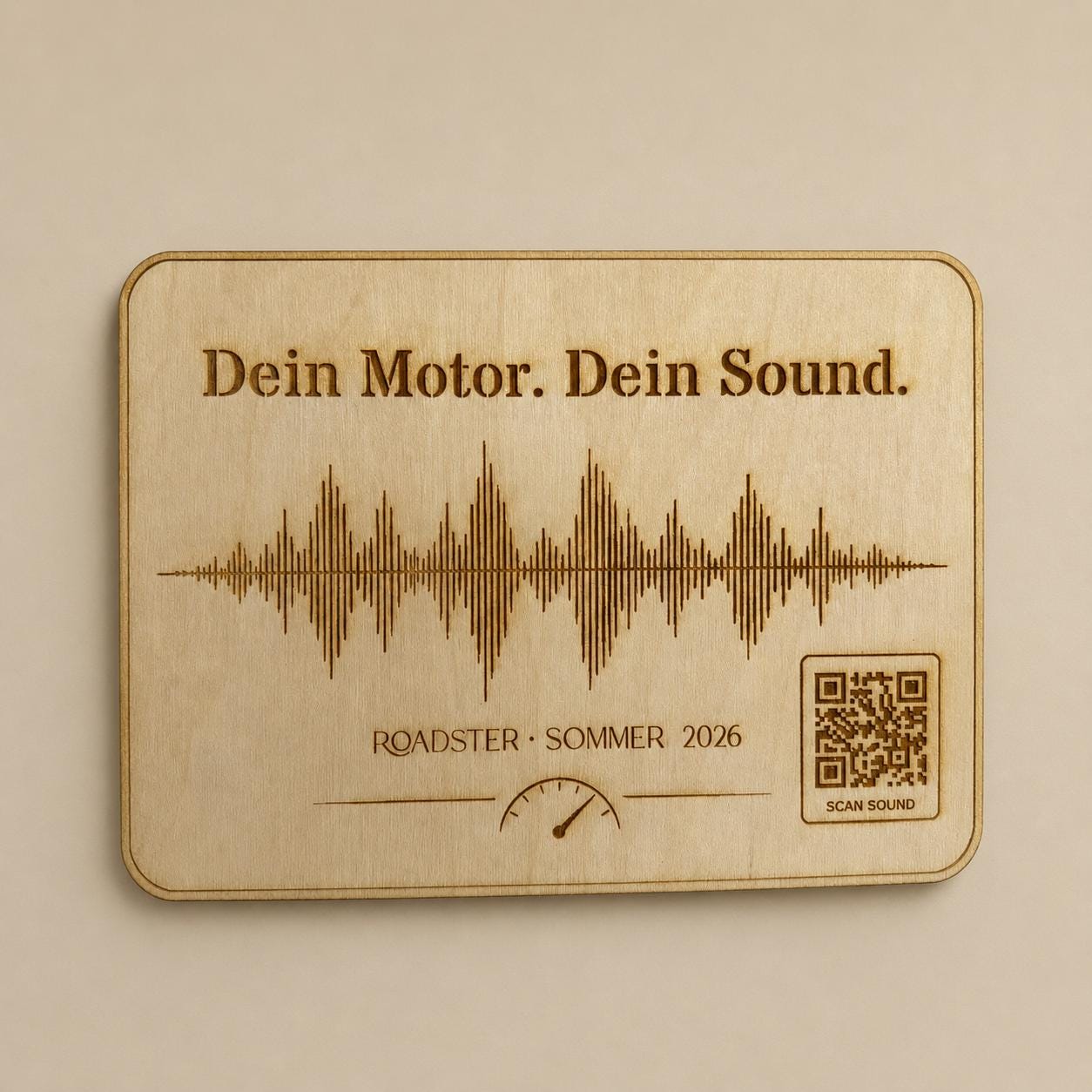 Motorsound Aufsteller mit QR-Code | personalisierte Soundwave Gravur, DasGlueckswerk, Geschenke für Autofahrer, Signs, 