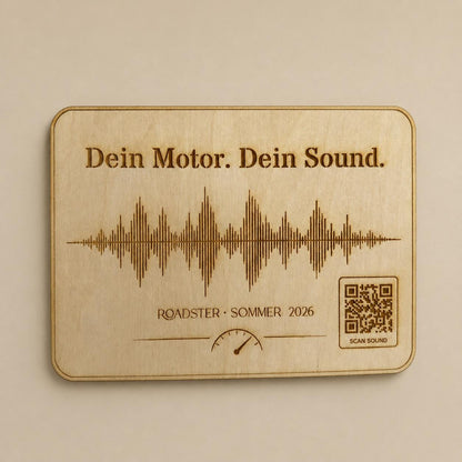 Motorsound Aufsteller mit QR-Code | personalisierte Soundwave Gravur, DasGlueckswerk, Geschenke für Autofahrer, Signs, 