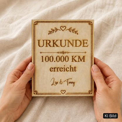 400.000 km Urkunde aus Holz personalisiert – Auszeichnung und Geschenk für Autofahrer, DasGlueckswerk, Geschenke für Autofahrer, Greeting Cards, 