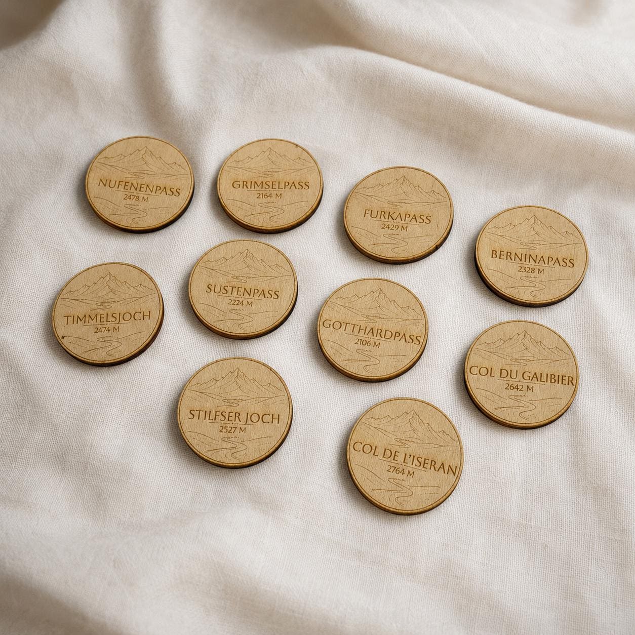 Alpenpass Plaketten aus Holz – 1, 3, 5 oder 10 Stück für Sammelboard Flothkötter Shop