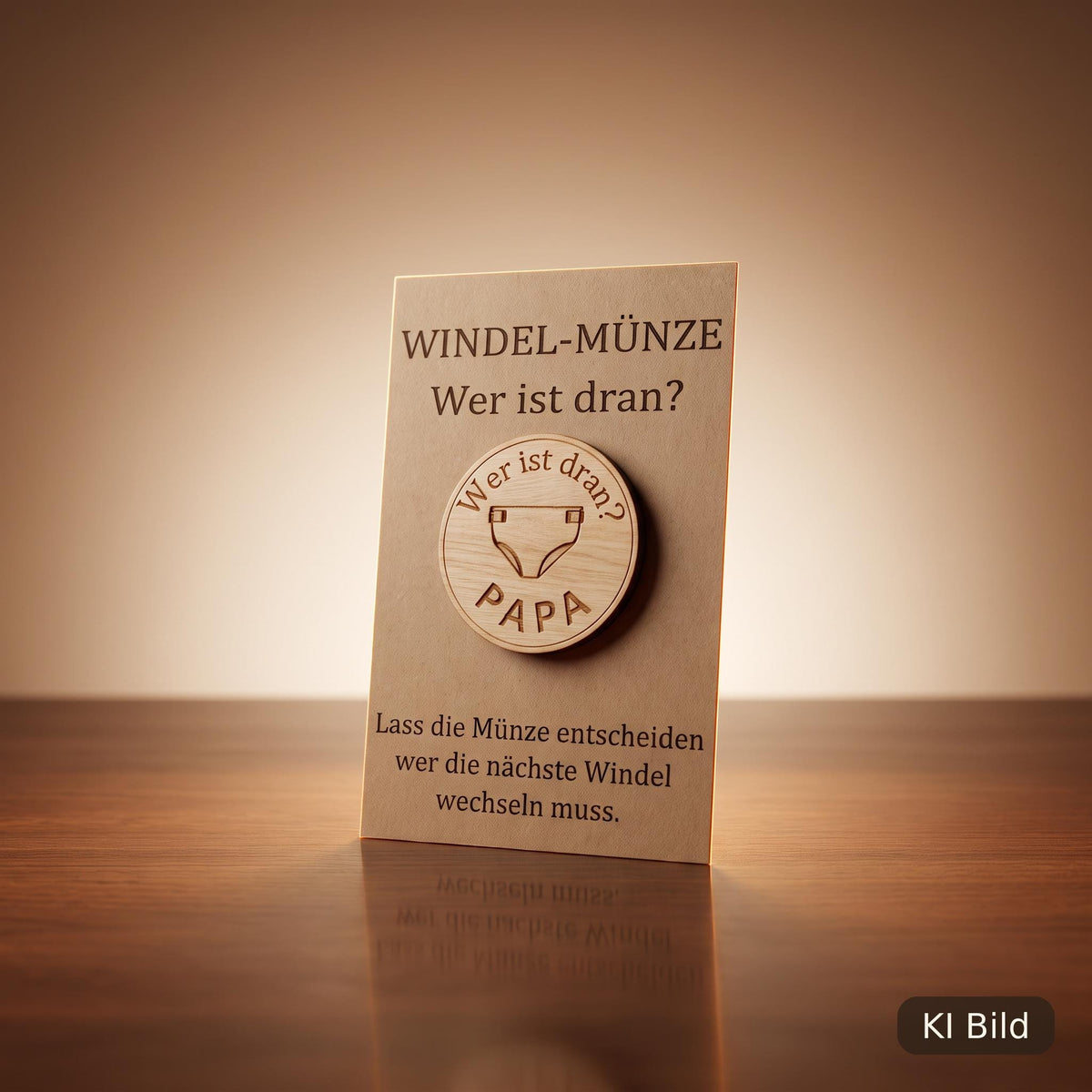 Windelmünze Holz Mama Papa Gravur, Entscheidungsmünze, Geschenk zur Geburt, DasGlueckswerk, Geburt & Baby, Baby & Toddler Toys, 