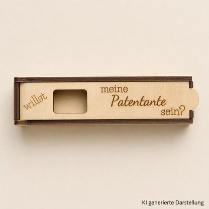 Schokoriegel Geschenkbox Patenschaft, Holzbox mit Gravur, willst du Patentante oder Patenonkel sein, DasGlueckswerk, Hochzeit & Liebe, Gift Boxes, holz