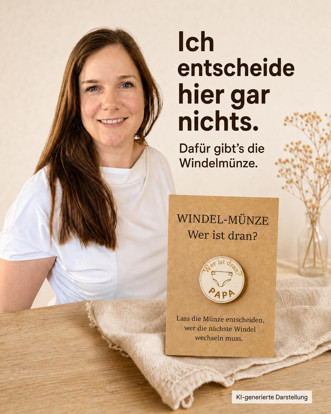 Windelmünze Holz Mama Papa Gravur, Entscheidungsmünze, Geschenk zur Geburt, DasGlueckswerk, Geburt & Baby, Baby & Toddler Toys, 