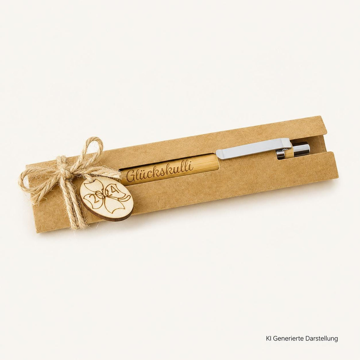 Kugelschreiber Glückskulli mit persönlicher Gravur Geschenkverpackung, DasGlueckswerk, Dekoration, Ballpoint Pens, holz