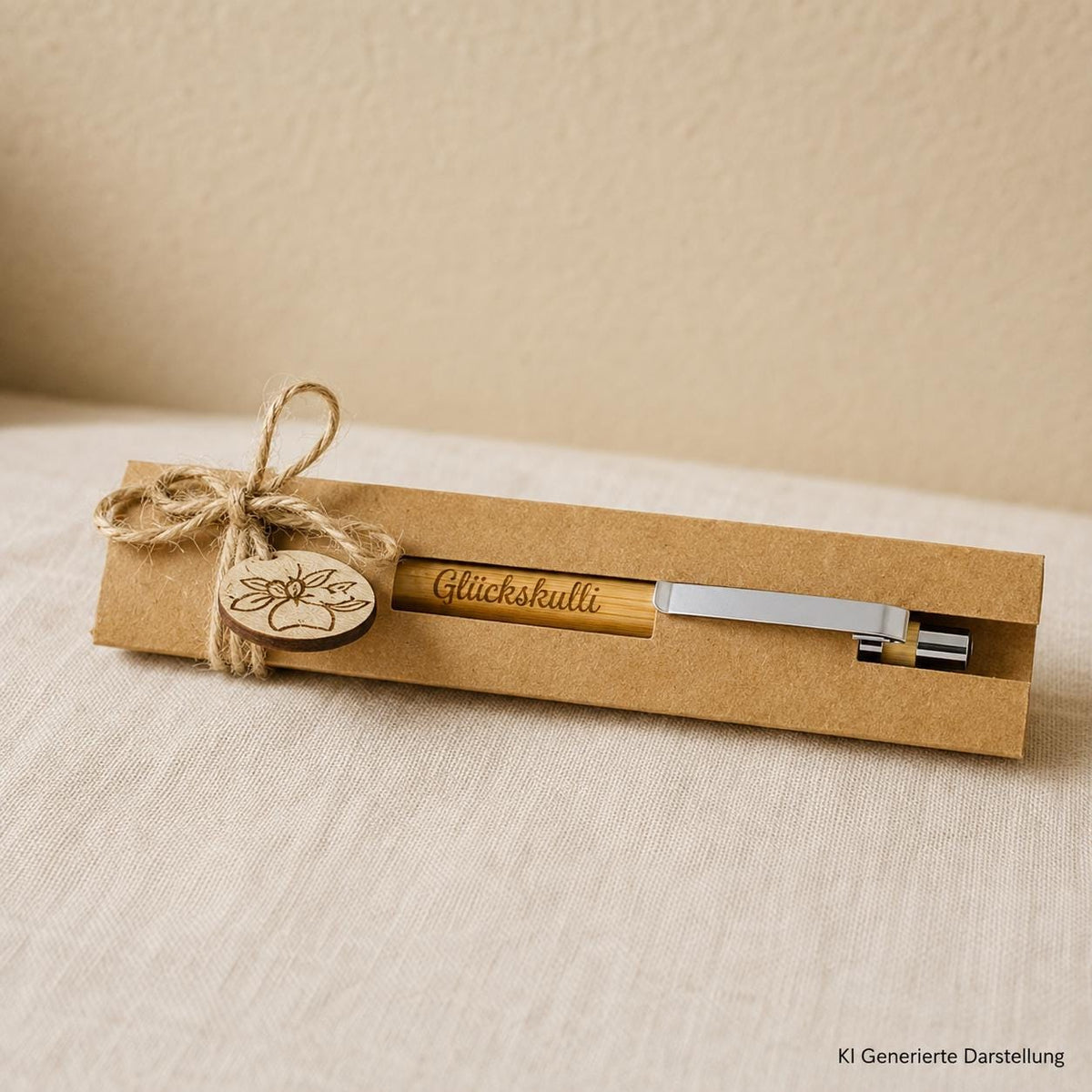 Kugelschreiber Glückskulli mit persönlicher Gravur Geschenkverpackung, DasGlueckswerk, Dekoration, Ballpoint Pens, holz