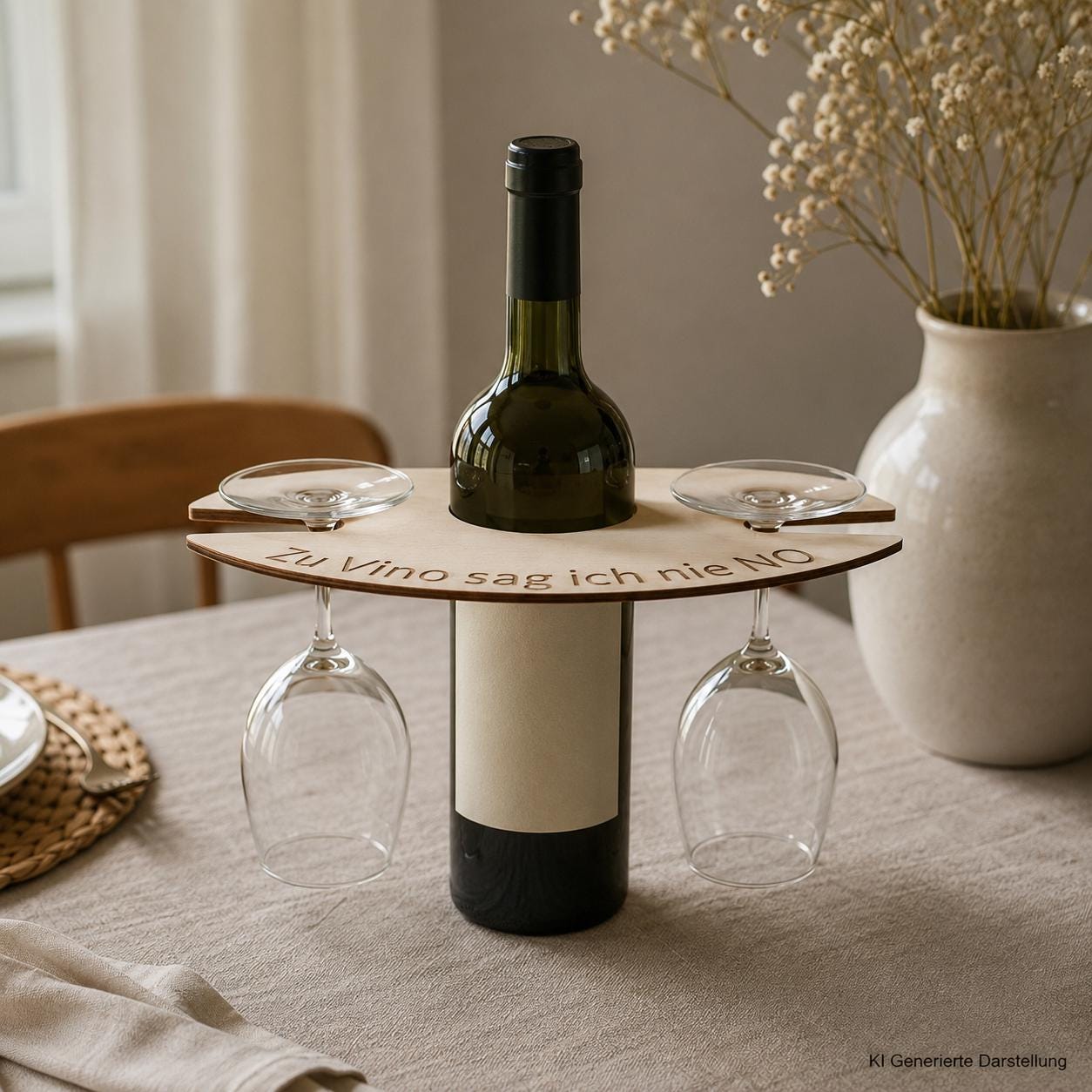 Weintablett Holz Gläserträger, personalisierte Gravur, Geschenk Weinliebhaber, DasGlueckswerk, Küche & Genuss, Drink & Barware, holz
