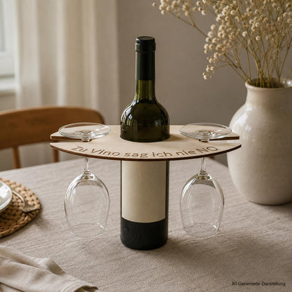 Weintablett Holz Gläserträger, personalisierte Gravur, Geschenk Weinliebhaber, DasGlueckswerk, Küche & Genuss, Drink & Barware, holz