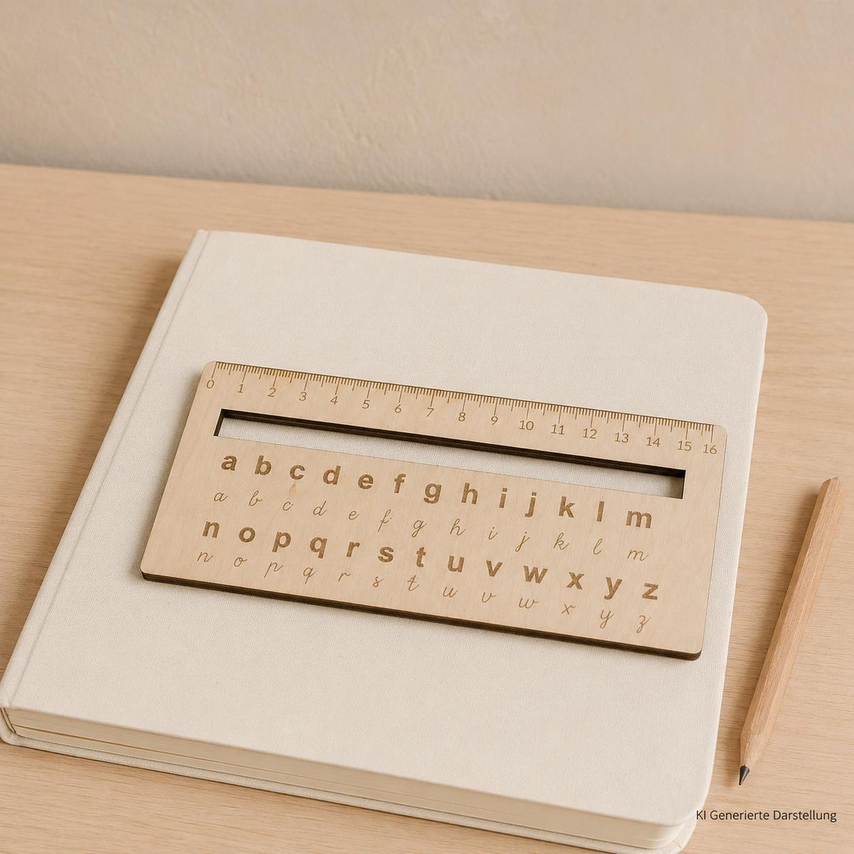 Lesehilfe Holz mit ABC Lineal, Gravur Groß und Kleinbuchstaben, Geschenk Schulanfang, DasGlueckswerk, Dekoration, Learning & School, Holz
