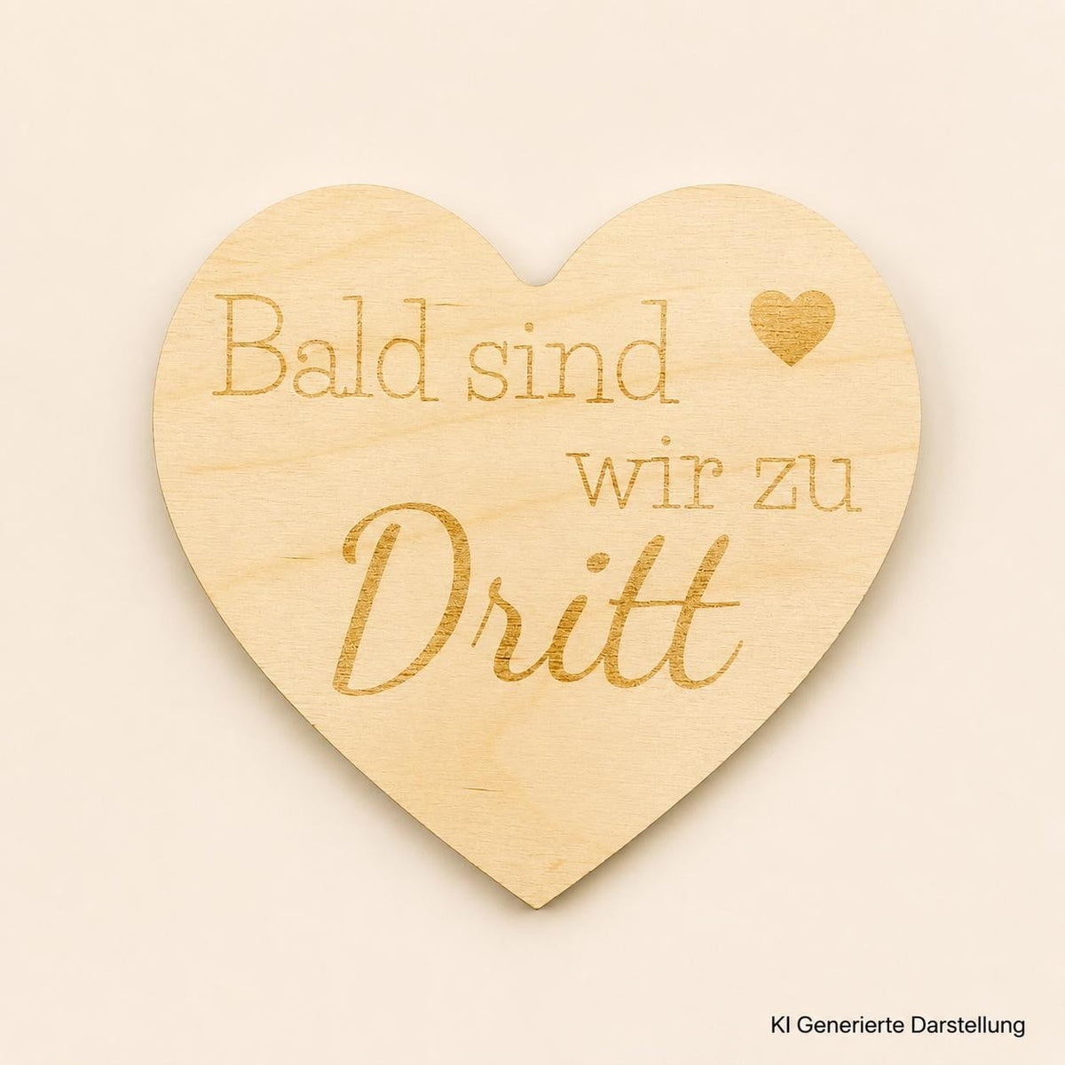 Holzherz Schwangerschaft Gravur Verkünden bald, Gesamtansicht, Das Glückswerk