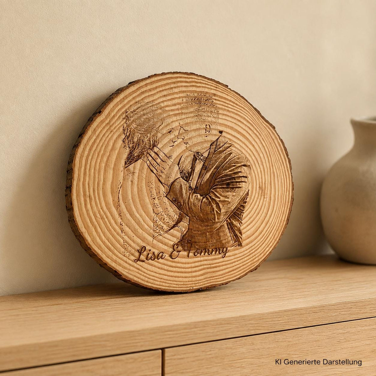 Personalisierte Baumscheibe 16cm mit Fotogravur, Holz Erinnerungsstück, Geschenk Geburtstag Hochzeit, DasGlueckswerk, Hochzeit & Liebe, Gifts For The Couple, Holz