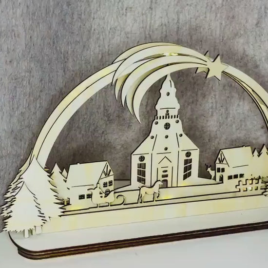Schwibbogen SVG Seiffener Kirche, Laser Cut Vorlage für Weihnachten, Datei zum Selbermachen