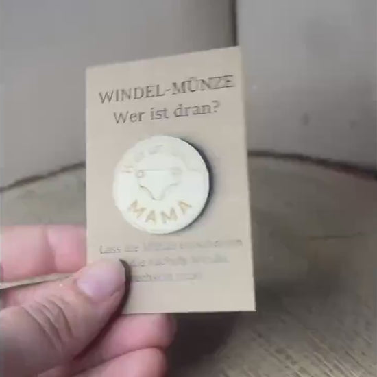Windelmünze Holz Poop Design, lustiges Geschenk zur Geburt und Babyparty
