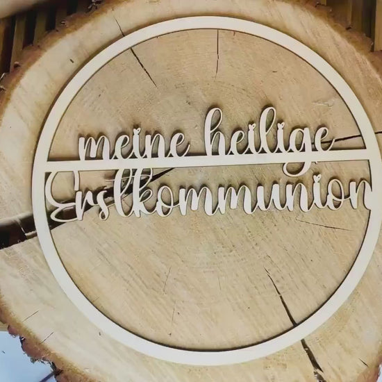 Holzkranz Erstkommunion, Gravur meine heilige Erstkommunion, Tischdeko Wanddeko Naturholz